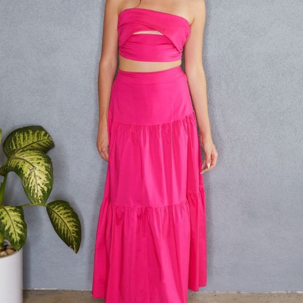 LAYER MAXI SKIRT & CROSSOVER CROP SET